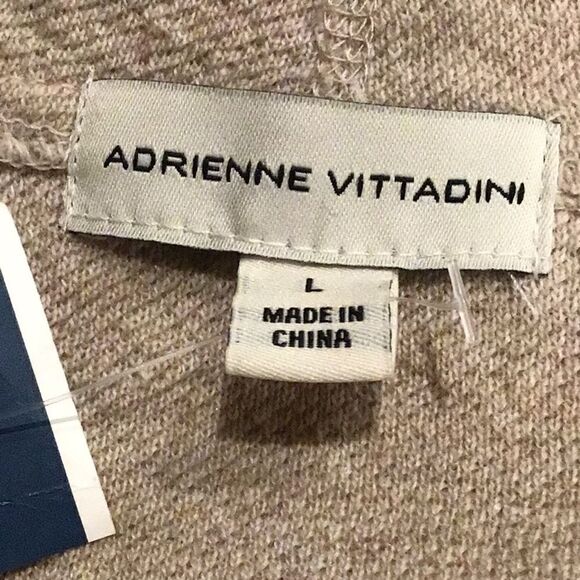 Adrienne Vittadini Tan Cream Herringbone Knit Open Front Long Cardigan Sweater - Picture 14 of 14